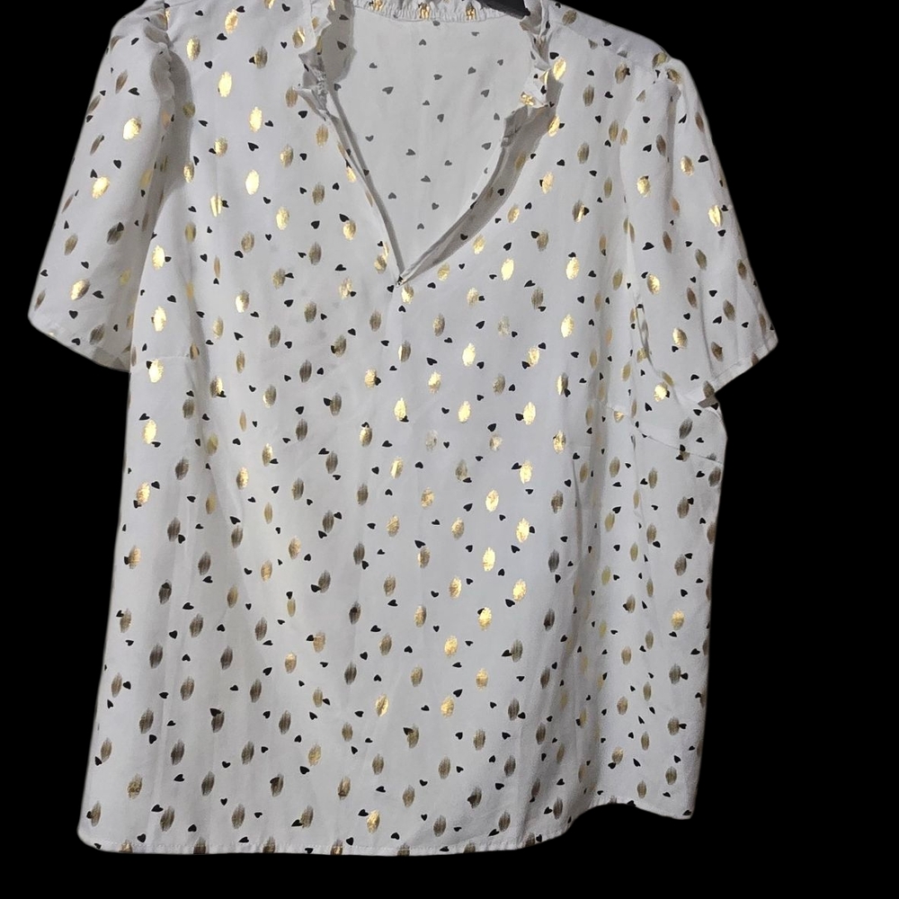 White Blouse with Gold Accents